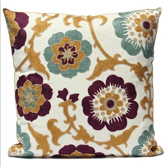 Uniifurn Accents Uniifurn Embroidered Flower Throw Pillow Cover Poshmark